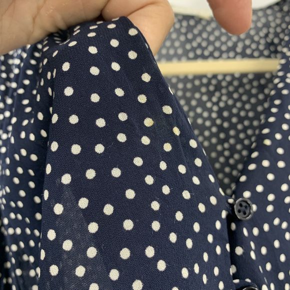 Sandro 2 Long Sleeve V Neck Mini Dress Pockets Polka Dot Medium Roll Sleeve - Picture 12 of 16